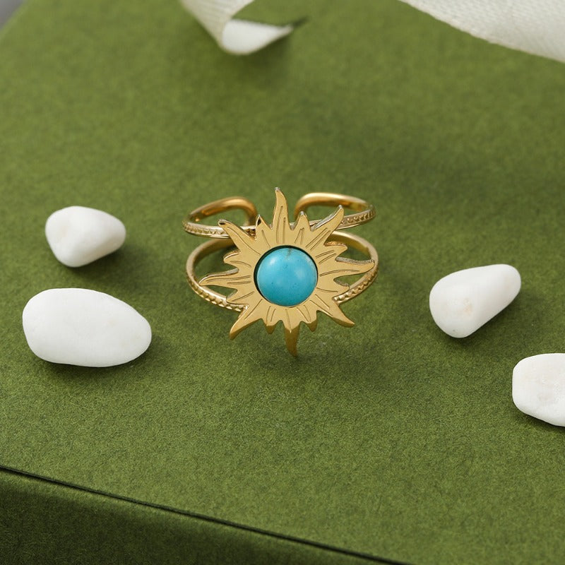 Wholesale Stainless Steel Open Ring Sunflower Adjustable Rings ACC-RS-YunHe004