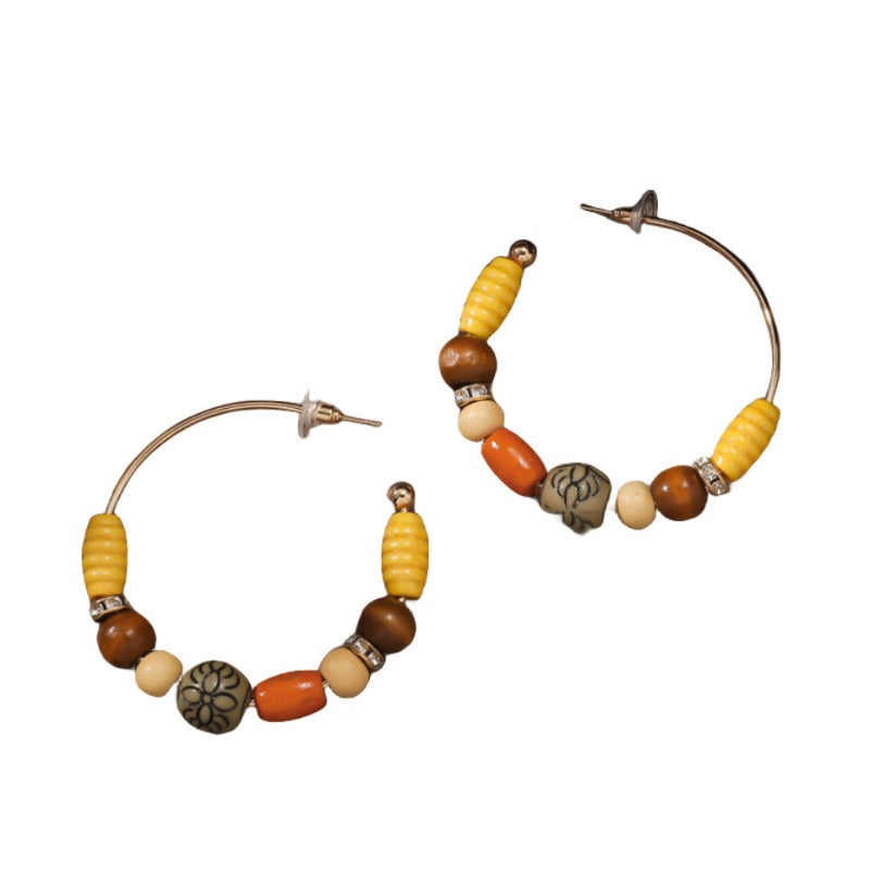 Wholesale Ethnic Style Wooden Beads Bohemian Ceramic Large Earrings ACC-ES-JunJie015