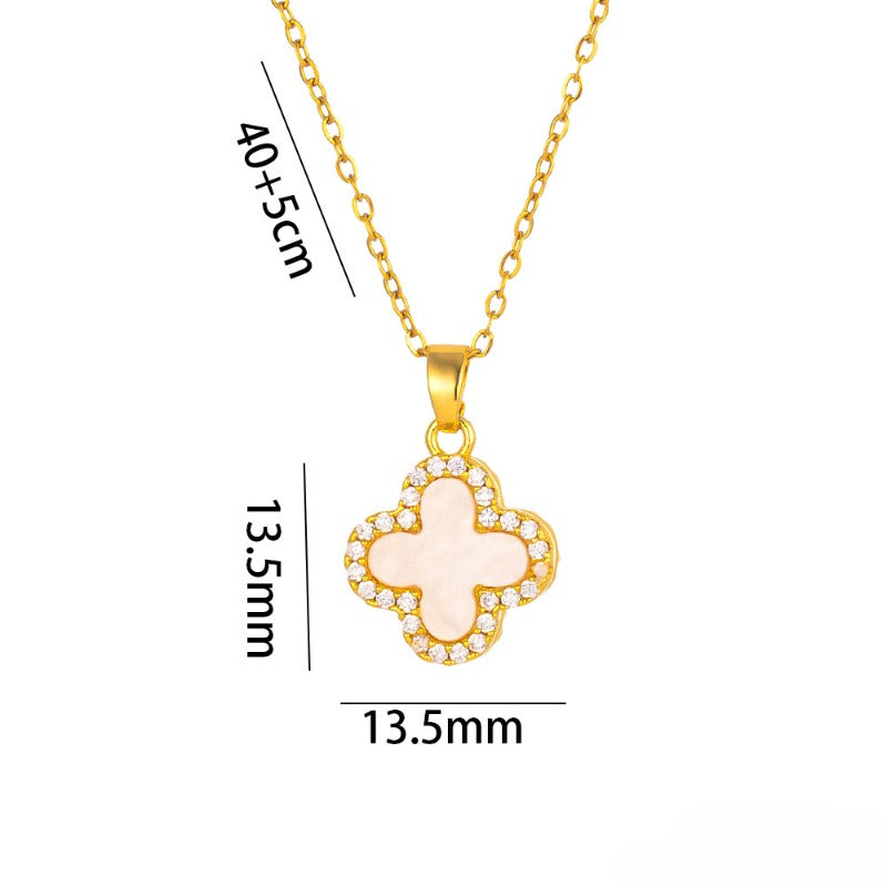 Wholesale Gold Diamond Four-leaf Clover Necklace ACC-NE-KuCai016