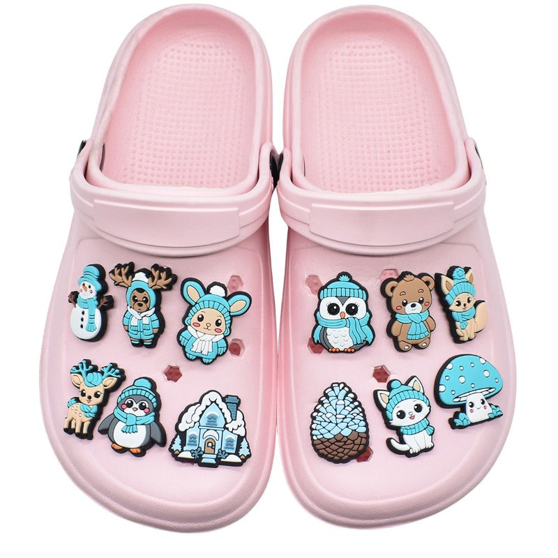 Wholesale Random 100pcs Winter Ice and Snow Series PVC Soft Rubber Shoe Buckle Decoration  ACC-SC-RYY085