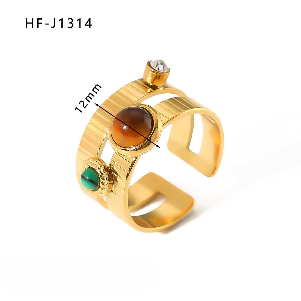 Wholesale Vintage Open Zircon Inlaid Stainless Steel Rings ACC-RS-XinY013