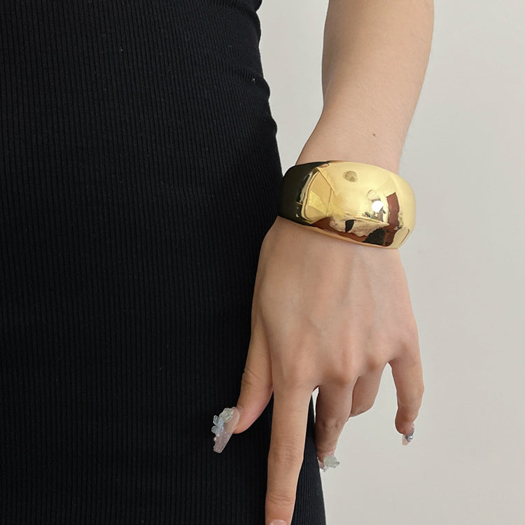Wholesale Wide Version Metal Curved Glossy Bracelet Open Bracelet ACC-BT-SZL001