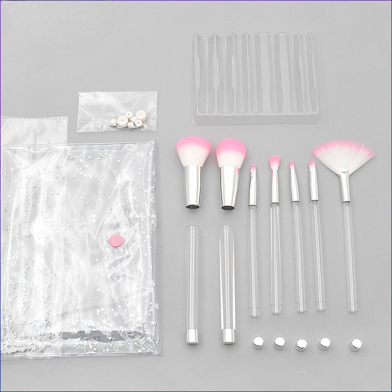 Wholesale 7 Pieces/set of Transparent Crystal Empty Tube Makeup Brush Set DIY Makeup Brushes ACC-MB-LXY003