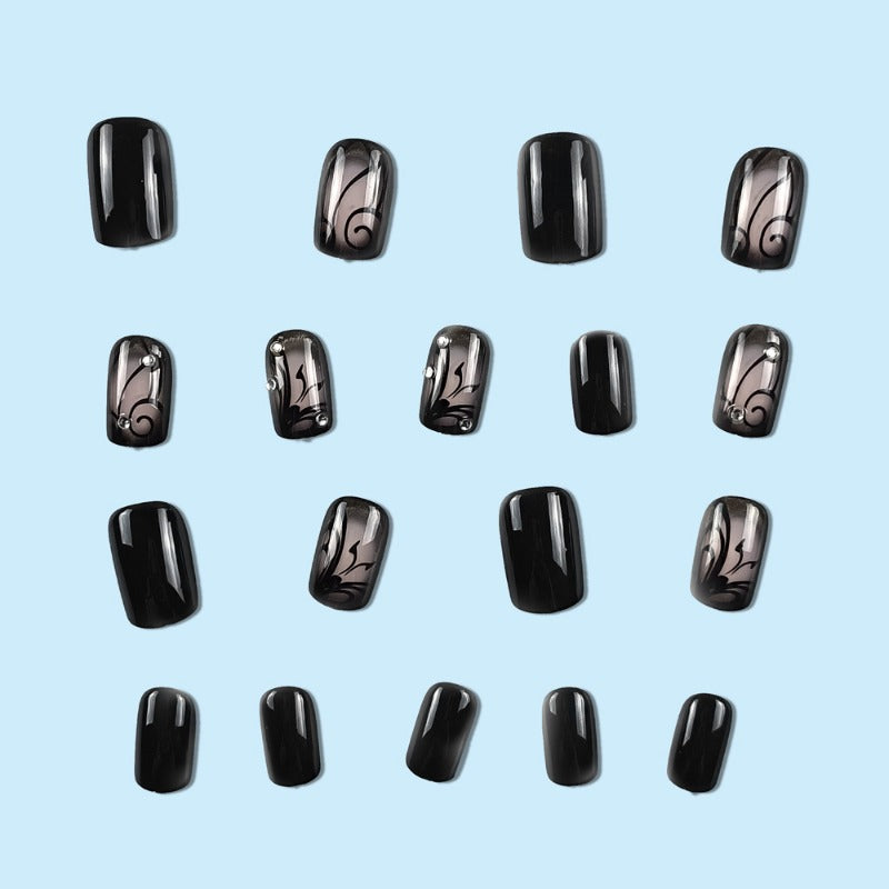 Wholesale 24 Pieces/box Dark Style Black Vine Nails Kits Nail Stickers ACC-NS-QXJ019