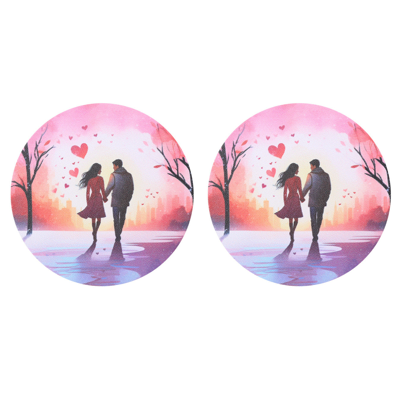Wholesale Couple Crane Santa Claus Skeleton Pattern Water Absorbing Round Leather Car Cup Cushion ACC-CA-YTian001