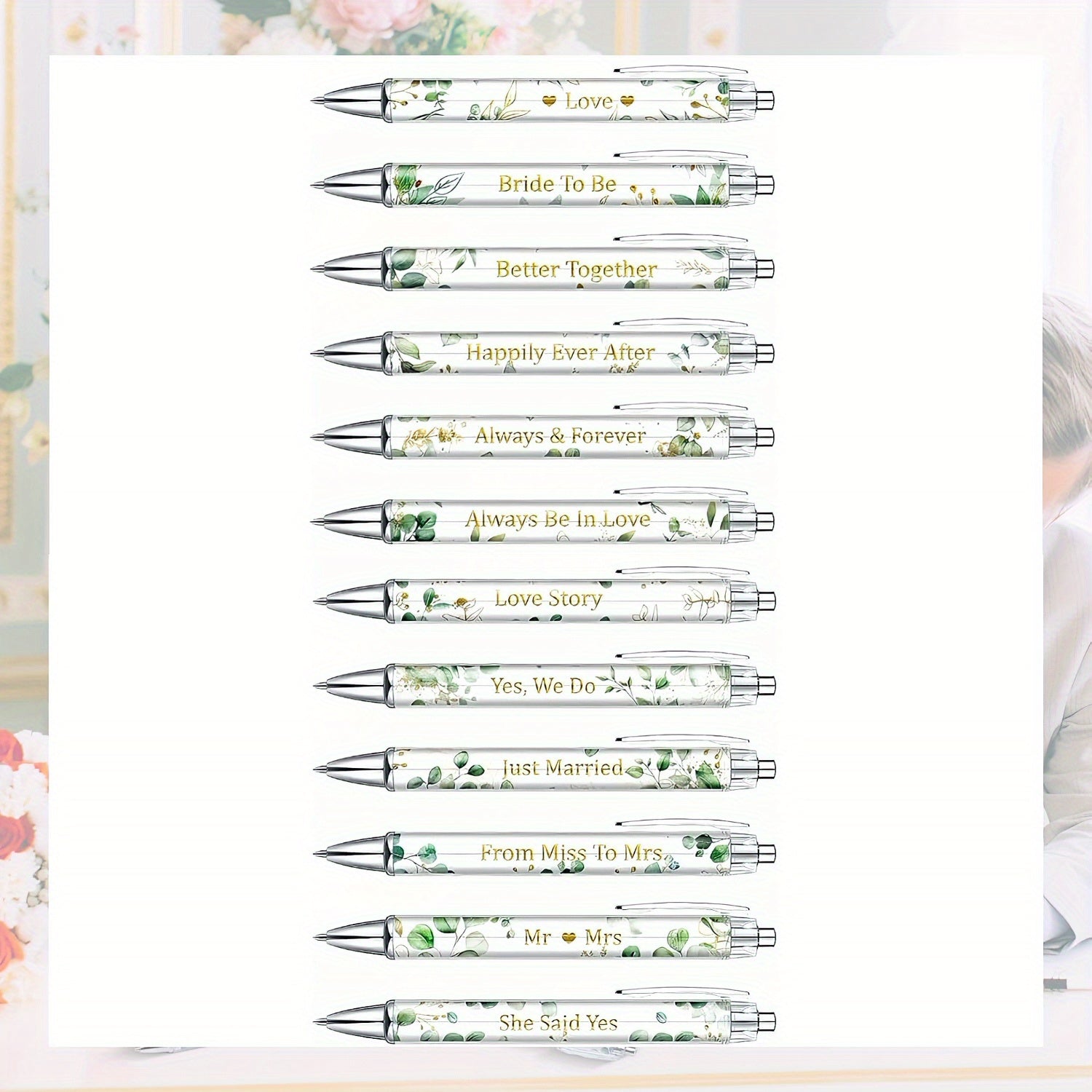 12pcs Wedding Pens Bridal Shower Pens Retractable Bachelorette Pen Black Ballpoint Pens for Guests Book Wedding Bridal Shower Favors for Guest Proposal Bachelor Slumber Party Gifts