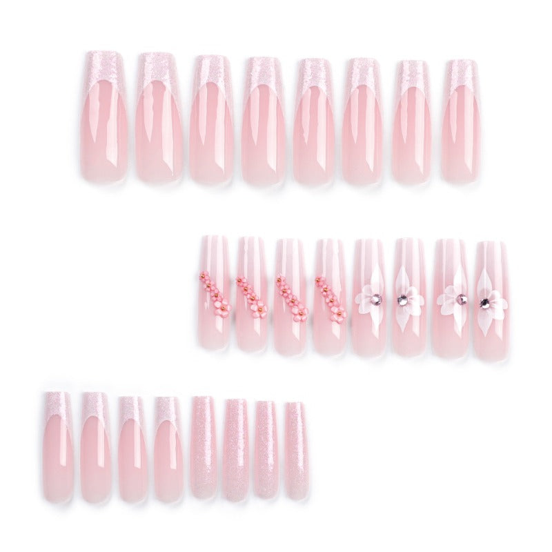 Wholesale 24 Pieces/box Glitter Gradient Flower Nails Kits Nail Stickers ACC-NS-LeFan217