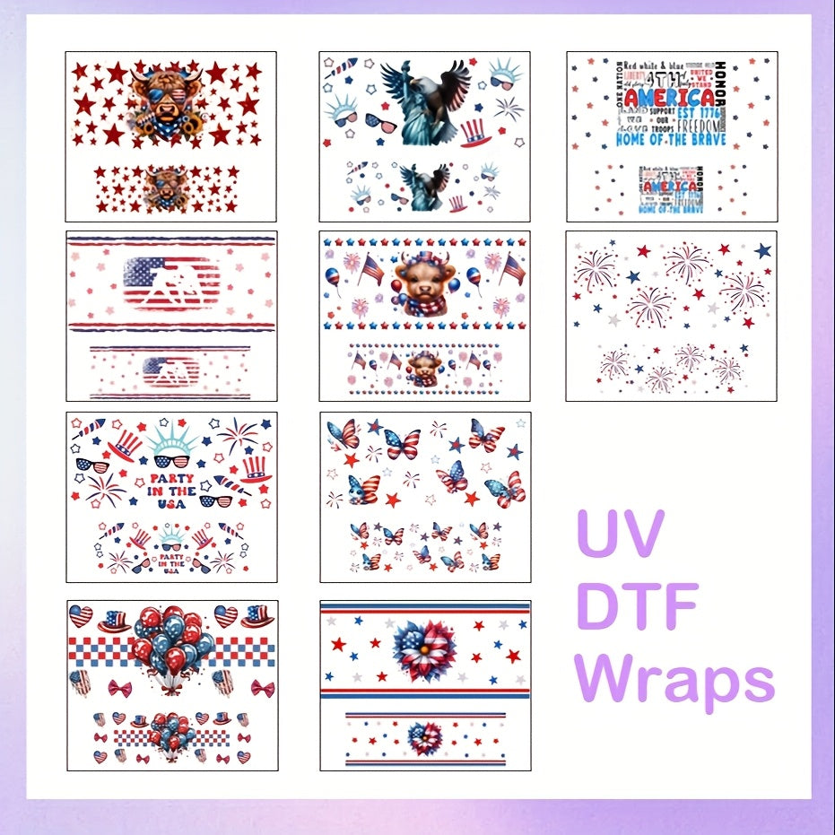 10pcs/16pcs/20pcs UV DTF Wraps for Mini Tumbler Cup Lipstick Holder Keychain, Cute Charms for Handbags And Backpack DIY Gift Cup Sticker Gift