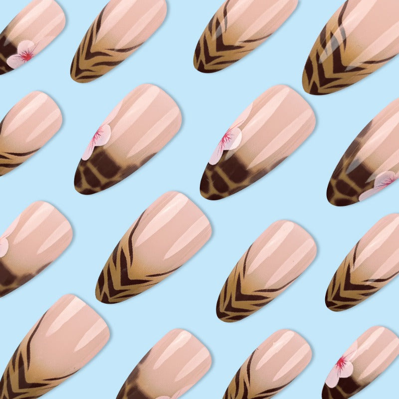 Wholesale 24 Pieces/box Leopard Water Drop Nails Kits Nail Stickers ACC-NS-QXJ046