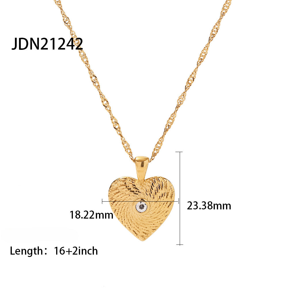 Wholesale Vintage Stainless Steel Mother of Pearl Heart Necklace ACC-NE-WanXing001