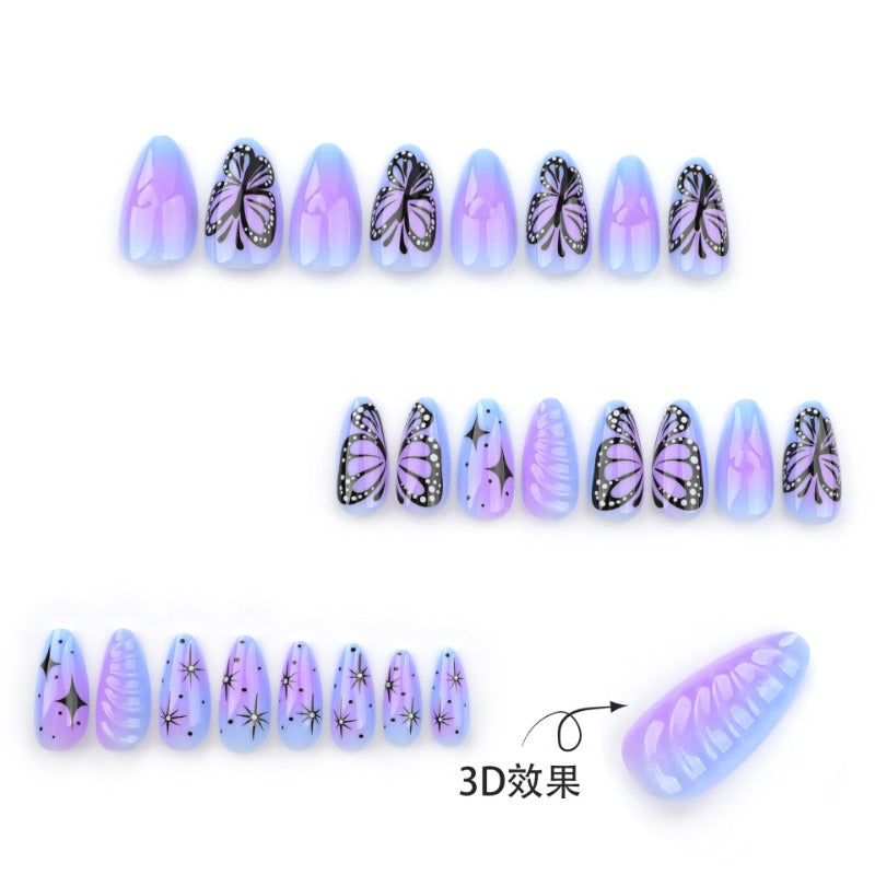 Wholesale 24 Pieces/box Purple Butterfly Nails Kits Nail Stickers ACC-NS-LeFan200