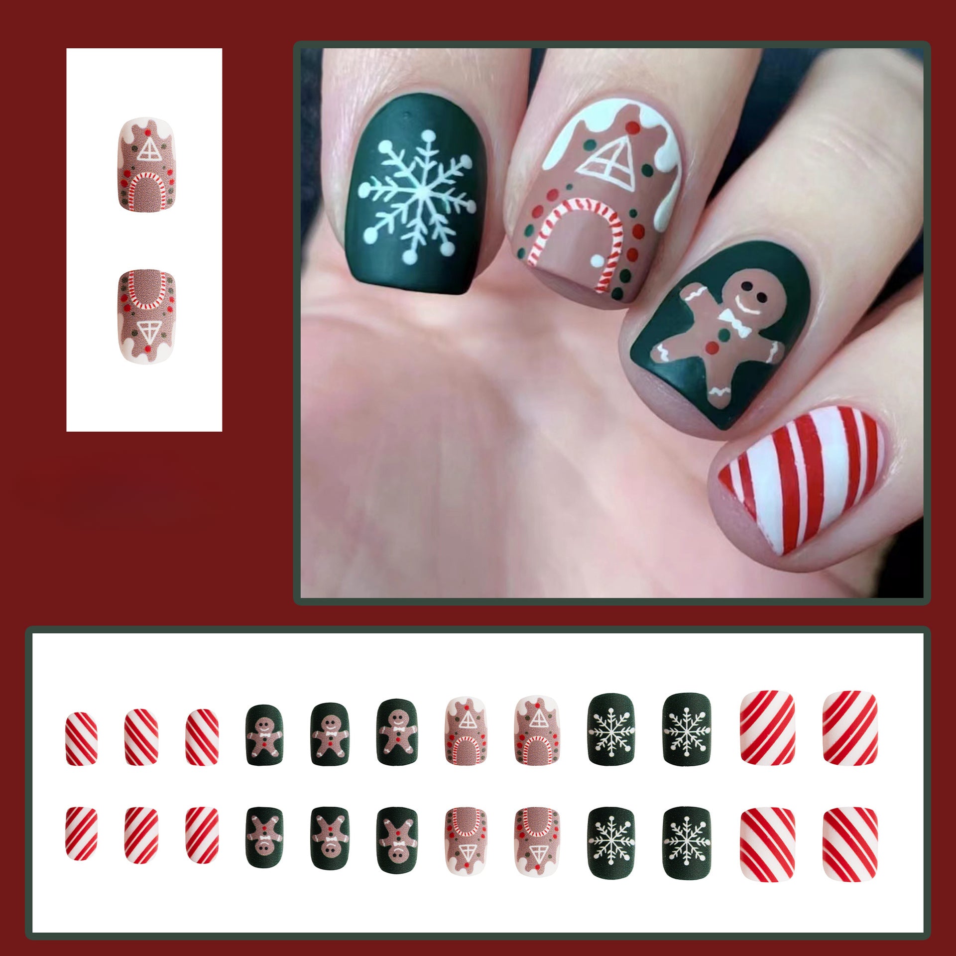 Wholesale 24 Pieces/box Christmas Press-on Nails Kits Nail Stickers ACC-NS-GuaiXL106