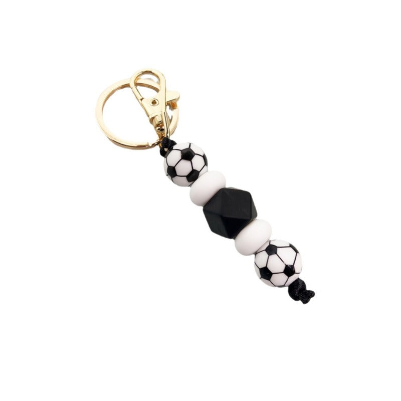 Wholesale Sports Ball Football Basketball Rugby Silicone Beaded Keychain ACC-KC-JiuYa011