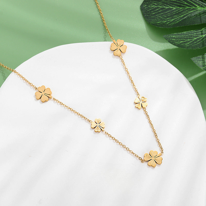 Wholesale Four-leaf Flower Light Luxury Necklaces Titanium Steel Necklace Sweater Chain ACC-NE-YiSheng005