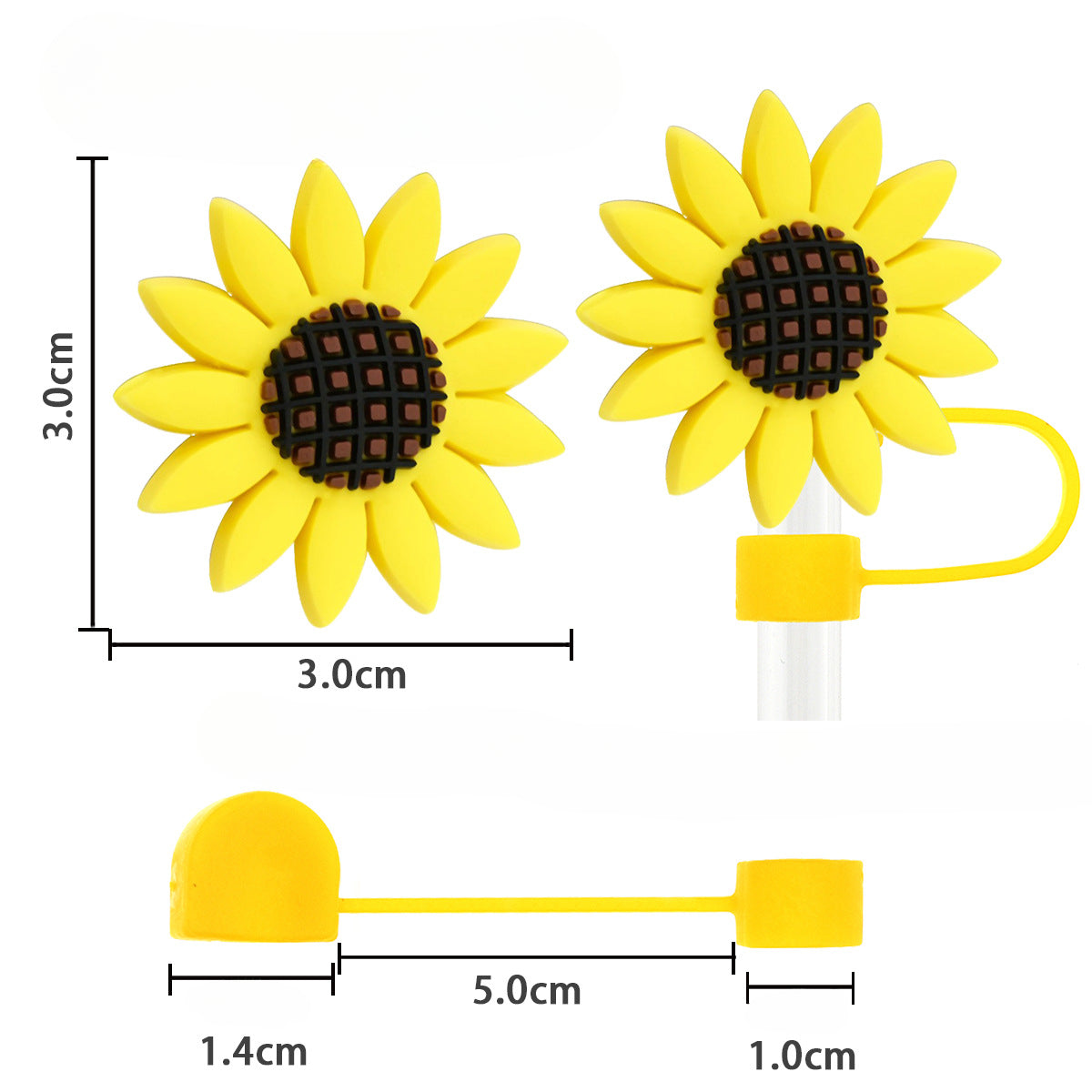 Wholesale Random 100pcs Sunflower 10mm PVC Soft Straw Tube Cap ACC-SCR-RYY106