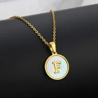 Wholesale Titanium Steel Necklace Round Shell Letter Necklace ACC-NE-BaiTian005