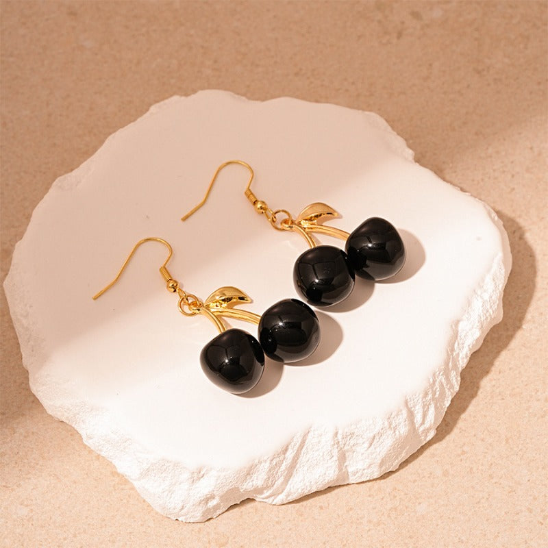 Wholesale Resin Cherry Leaf Earrings ACC-ES-JingQiao007