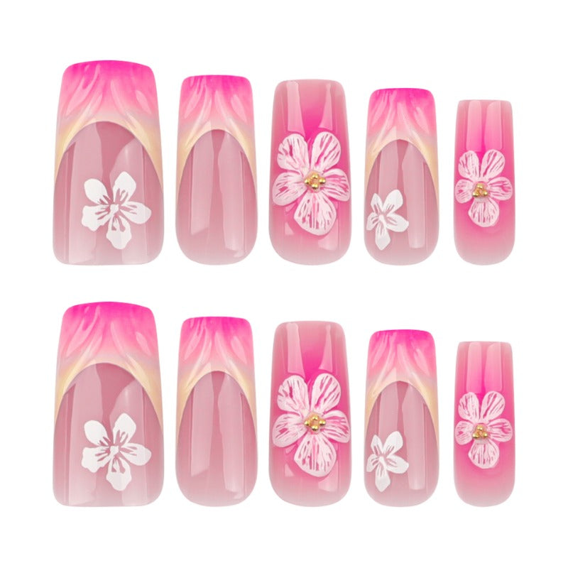 Wholesale 24 Pieces/box Pink Flower Nails Kits Nail Stickers ACC-NS-LeFan208