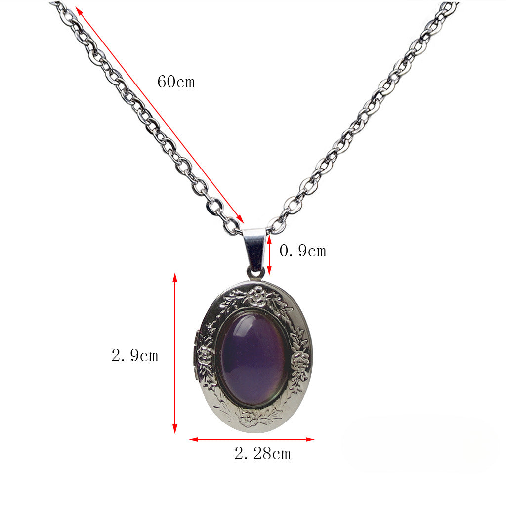 Wholesale Retro Thermochromic Pendant Necklaces Stainless Steel O Chains ACC-NE-HouRen001