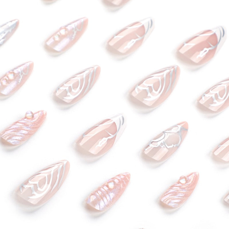 Wholesale 24 Pieces/box Water Ripple Press-on Nails Kits Nail Stickers ACC-NS-LeFan079