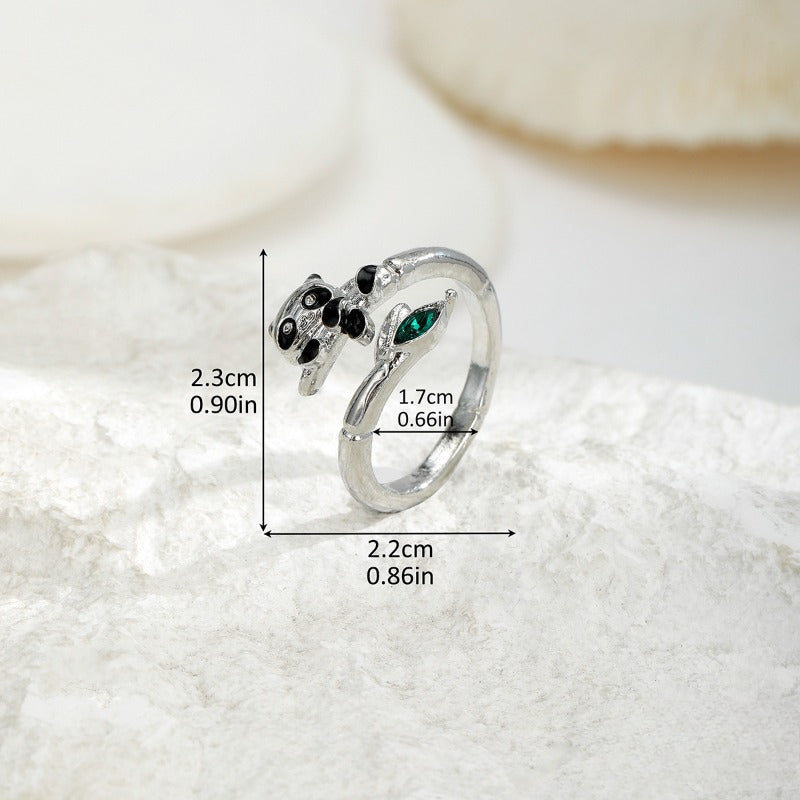 Wholesale Oil Drop Panda Open Adjustable Ring ACC-RS-QingHe004