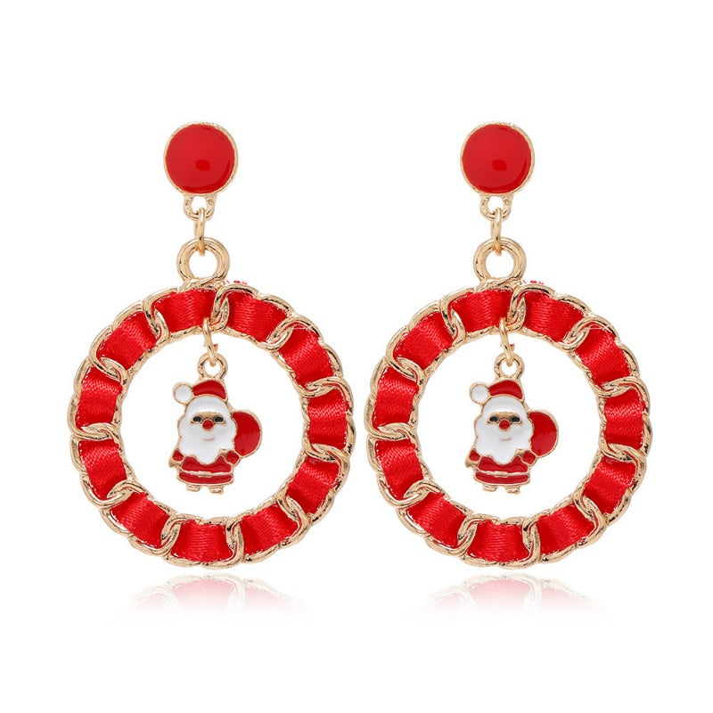 Wholesale Christmas Earrings Metal Oil Drop Ring Bell Christmas Tree Earrings ACC-ES-DingZhou003