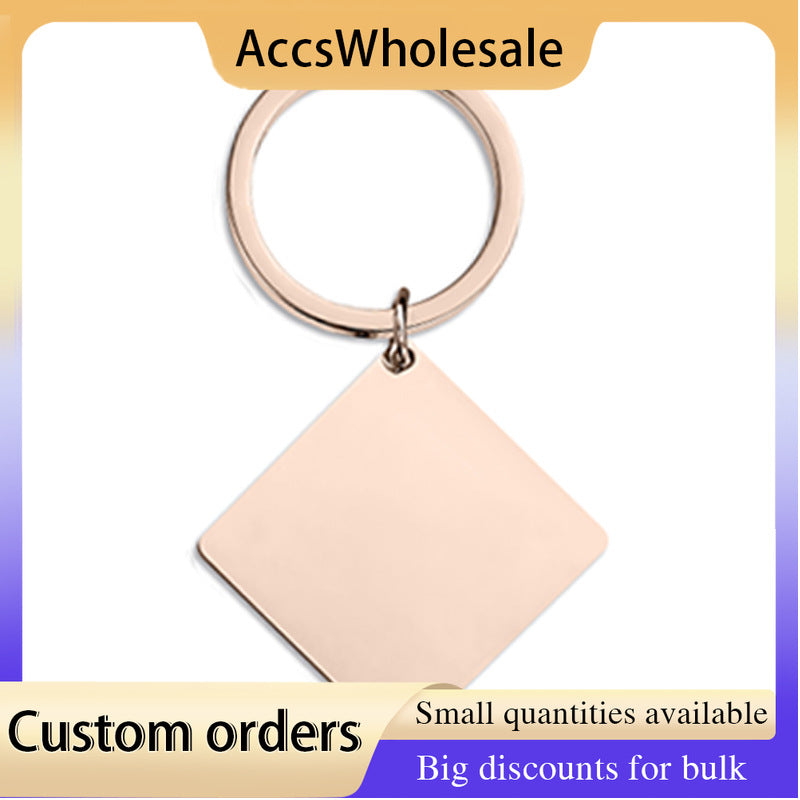 Custom Keychains with Laser Engraved Text or Logo - Multicolor Square Metal Keychains