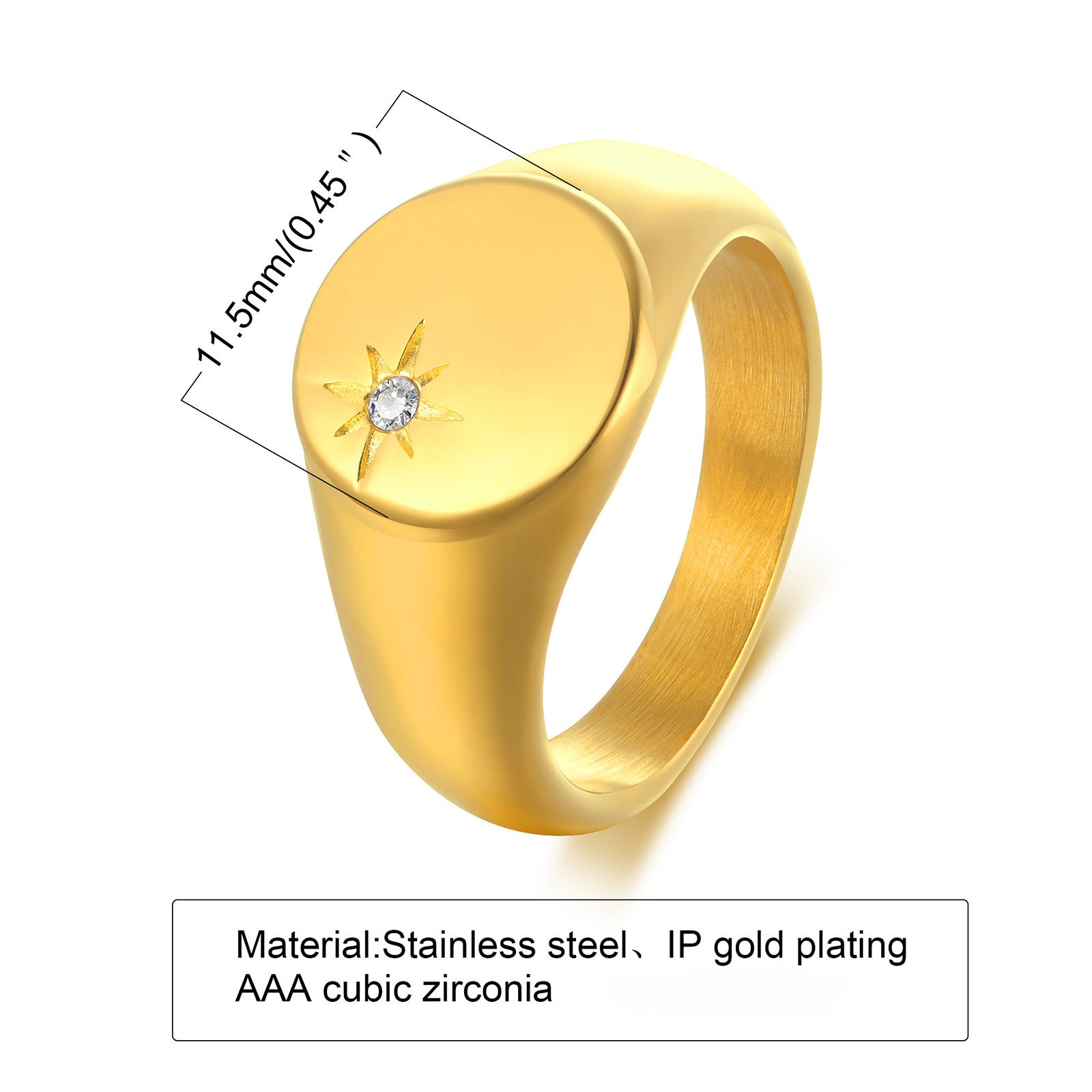 Wholesale Stainless Steel Zircon Ring Gold Heart Shape Ring ACC-RS-HuaLanXin004