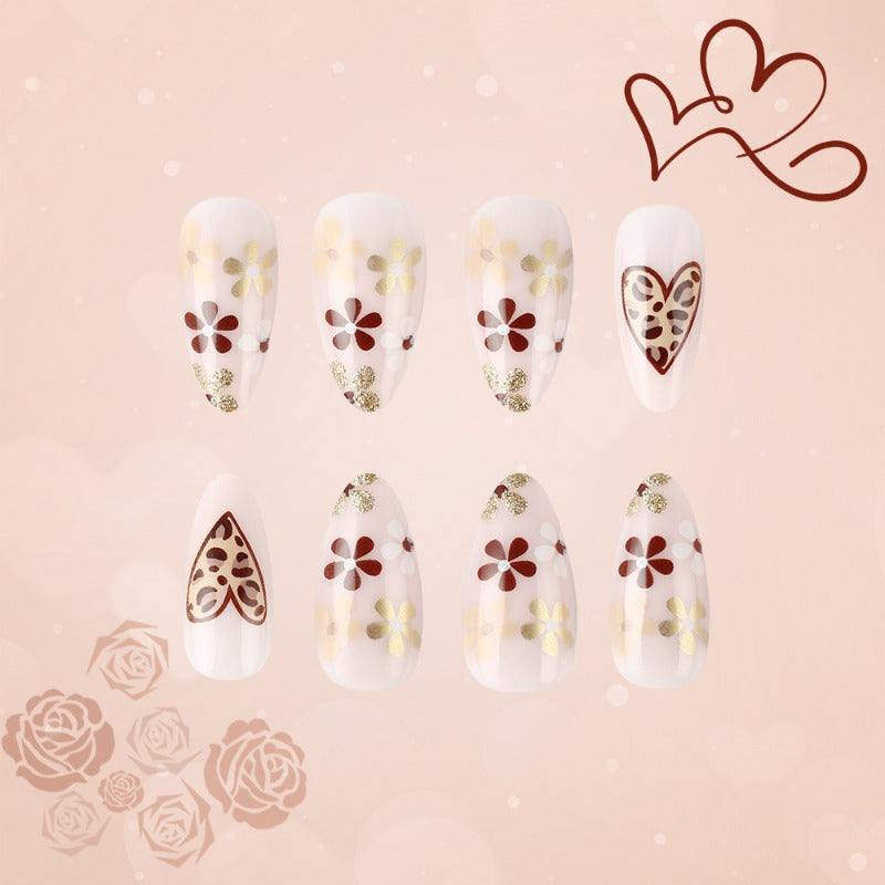 Wholesale 24 Pieces/box Valentine's Day Leopard Heart Nails Kits Nail Stickers ACC-NS-MiKe022