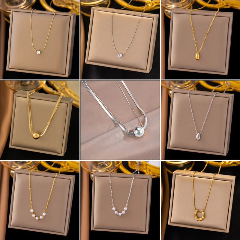 Wholesale Titanium Steel Necklace Light Luxury Love Necklace ACC-NE-Qinji002