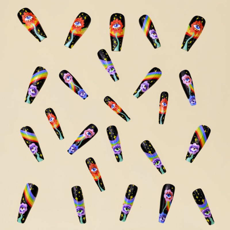 Wholesale 24 Pieces/box Rainbow Devil Eye Nails Kits Nail Stickers ACC-NS-Qianx003