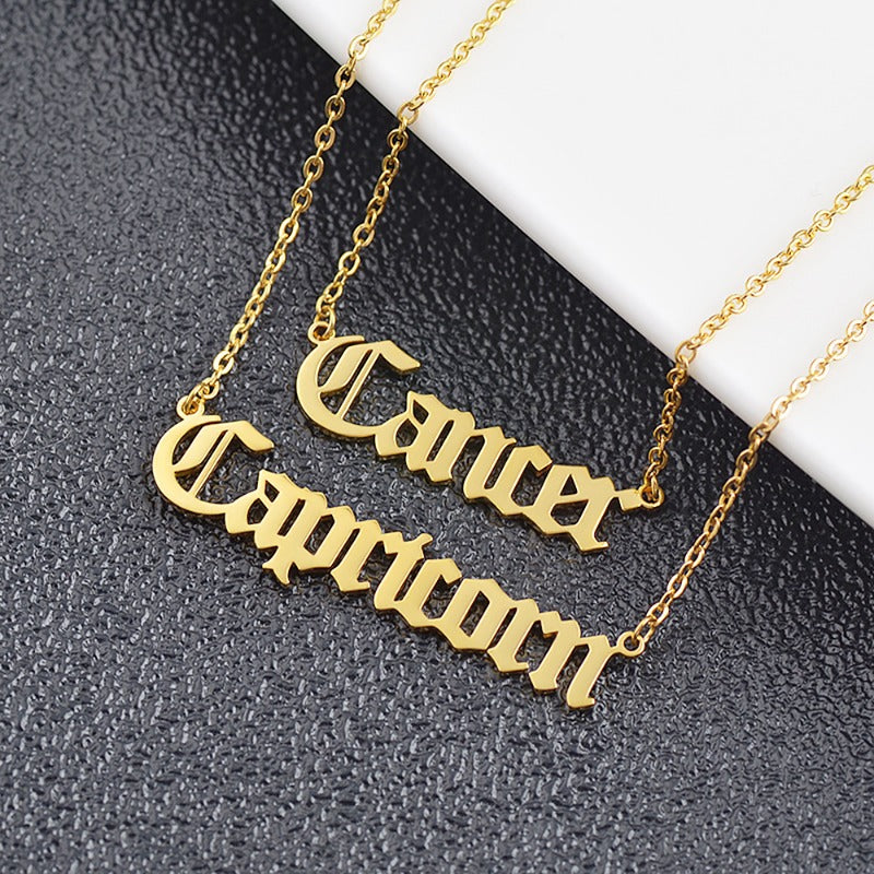 Wholesale Stainless Steel 12 Zodiac Letter Necklace ACC-NE-MiYi004
