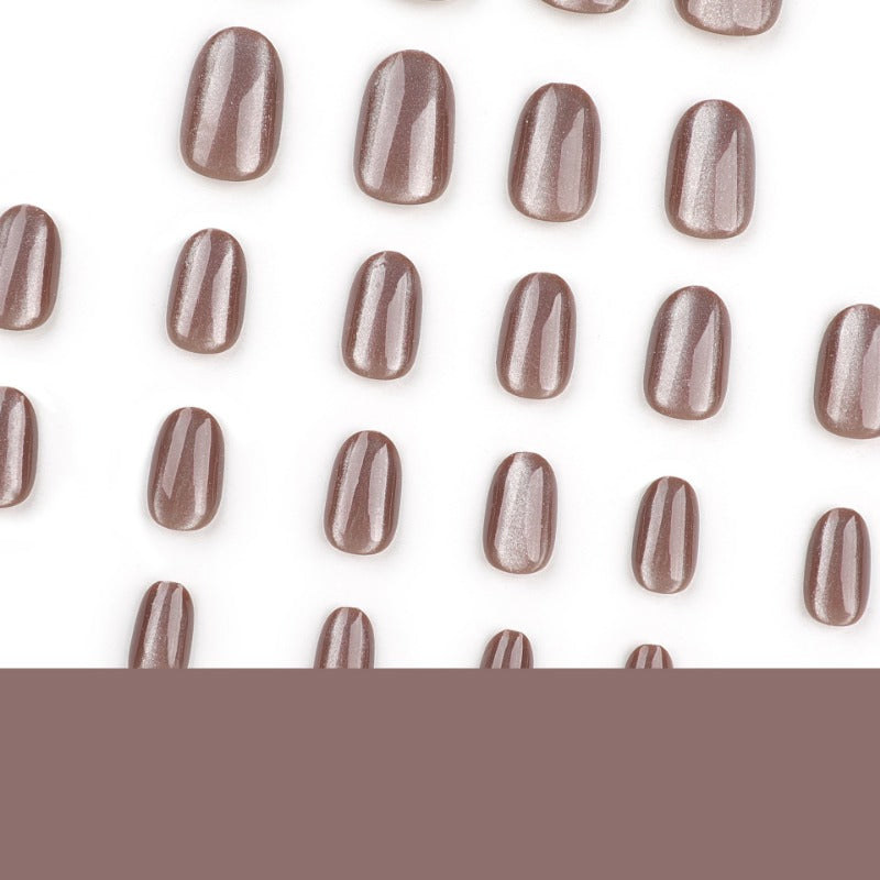 Wholesale 24 Pieces/box Dark Brown Cat Eye Nails Kits Nail Stickers ACC-NS-LeFan131