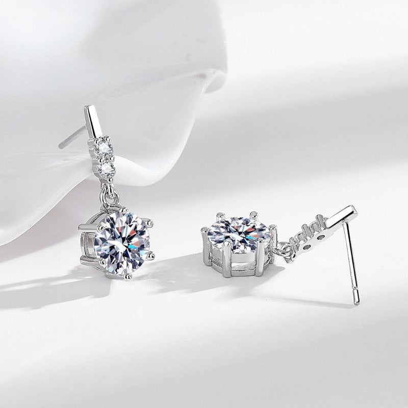 Wholesale Moissanite Tassel Six-Prong Two-Carat Earrings ACC-ES-MeiLi002