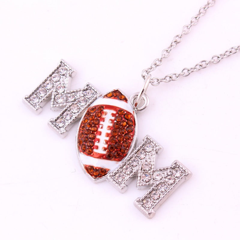 Wholesale Mother's Day Gift Football Mom Letter Necklace ACC-NE-Houh003