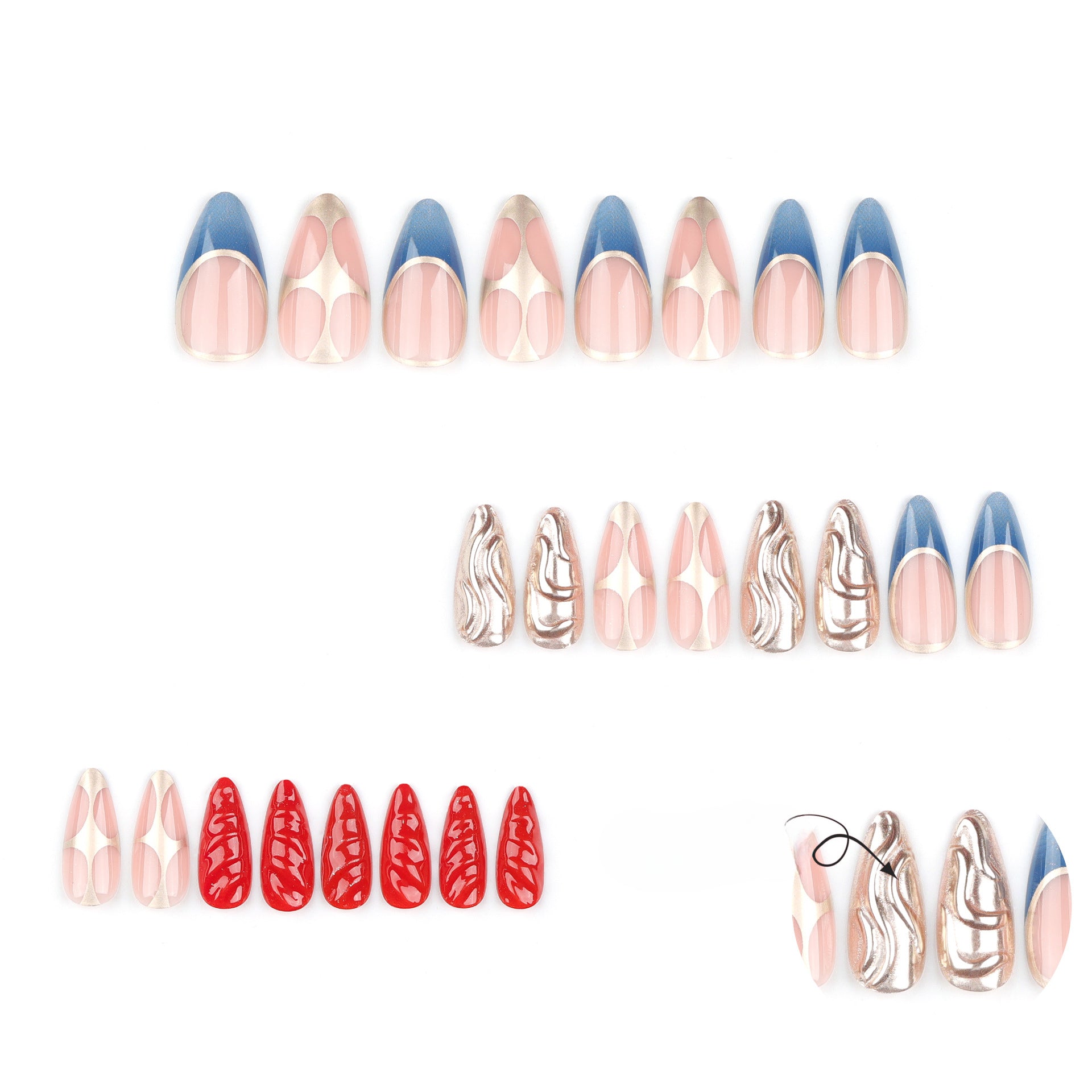 Wholesale 24 Pieces/box Red Press-on Nails Kits Nail Stickers ACC-NS-LeFan055