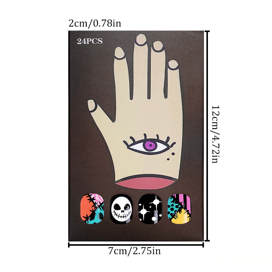 Wholesale 24 Pieces/box Halloween Horror Skull Press-on Nails Kits Nail Stickers ACC-NS-GuaiXL083