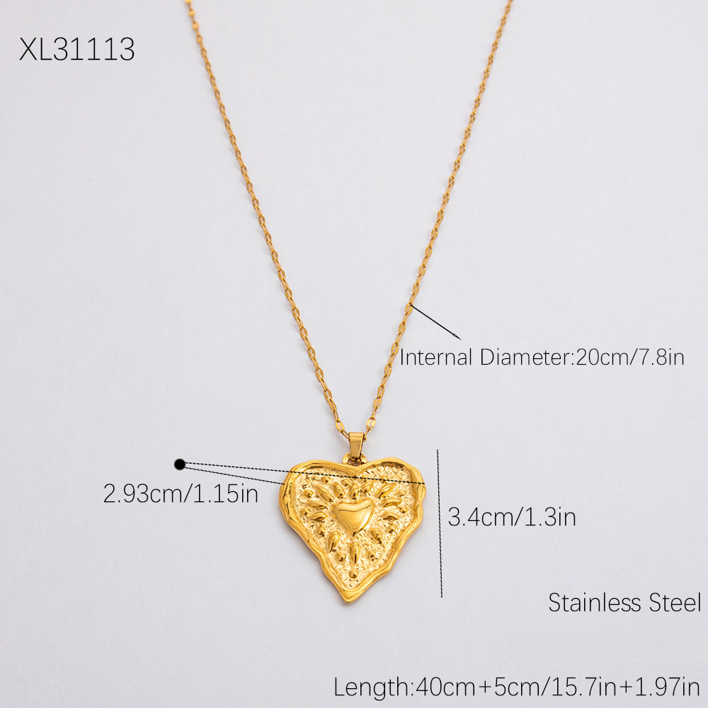 Wholesale Heart-shaped Stainless Steel Necklace 18K Gold Plated Light Luxury Choker Necklaces ACC-NE-YuHui008