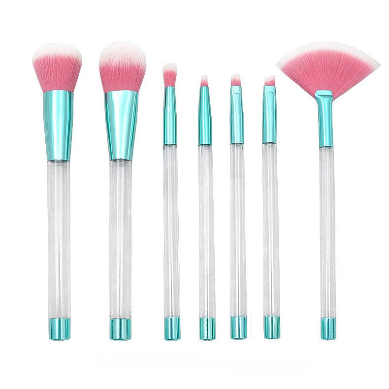 Wholesale 7 Pieces/set of Transparent Crystal Empty Tube Makeup Brush Set DIY Makeup Brushes ACC-MB-LXY003