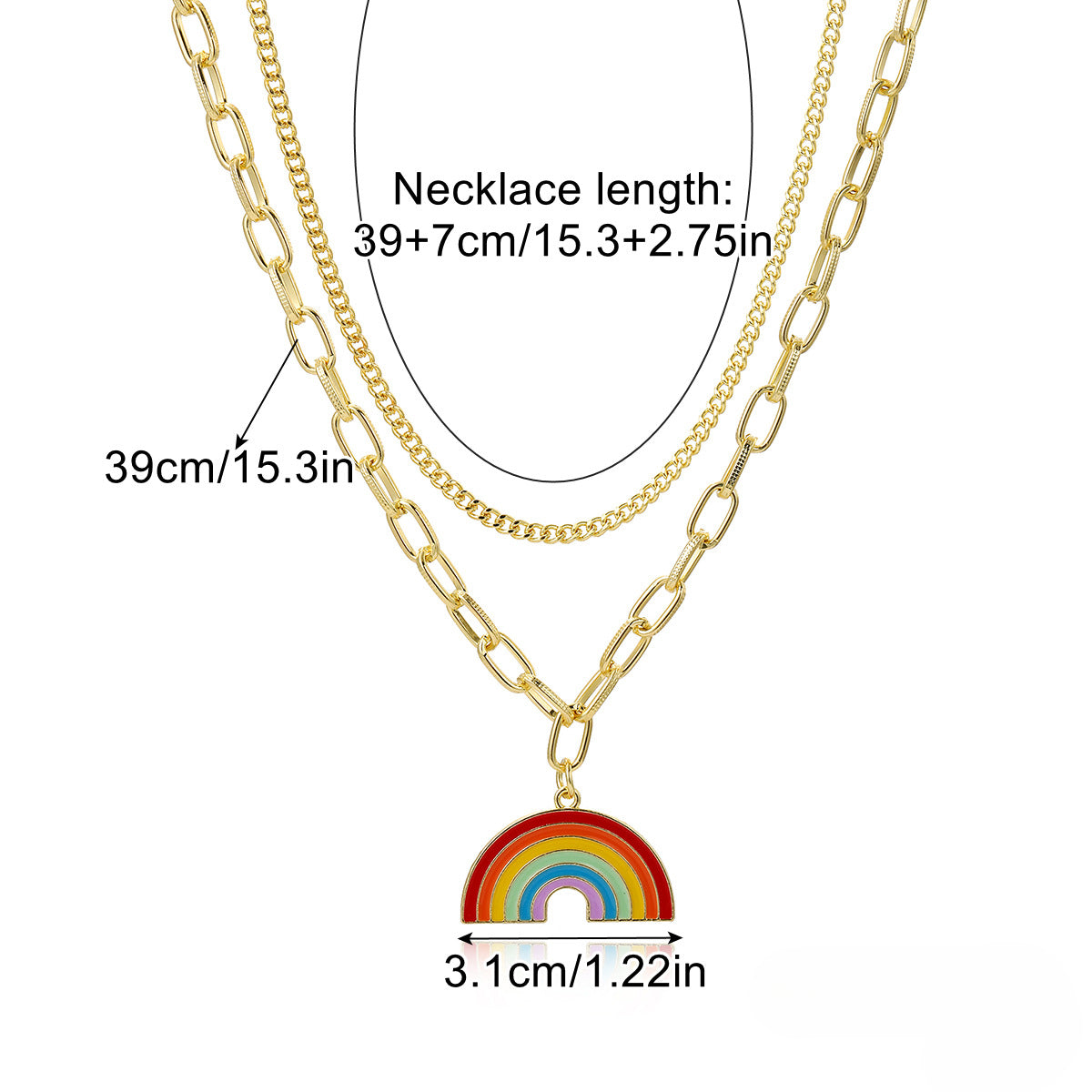 Wholesale Rainbow Clavicle Chain Multi-layer Necklace Crystal Color Pendant ACC-NE-ManYi006