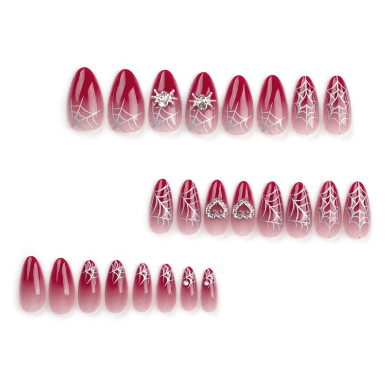 Wholesale 24 Pieces/box 3D Red Gradient Pearl Nails Kits Nail Stickers ACC-NS-LeFan259