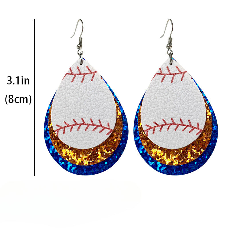 Wholesale 2pairs/pack Cheerleading Football Baseball Softball Sports Style Leather Earrings ACC-ES-HY115