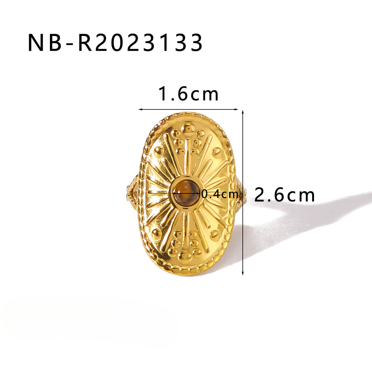 Wholesale Stainless Steel Plated 18k Gold Inlaid Natural Stone Open Adjustable Rings ACC-RS-XinY017