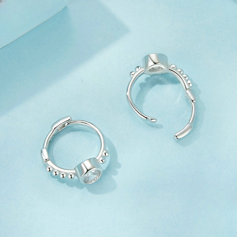 Wholesale 925 Sterling Silver Bean Beads Ear Clips Shining Zircon Earrings ACC-ES-Yinzhiyun004