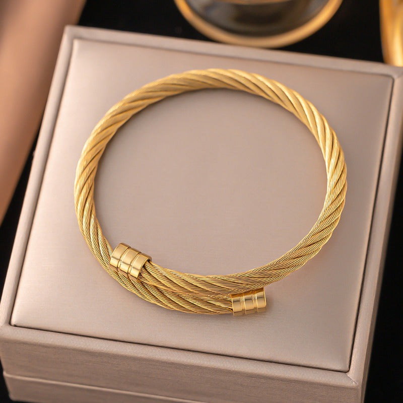 Wholesale 18K Gold Bamboo Titanium Steel Bracelet ACC-BT-Qinji006