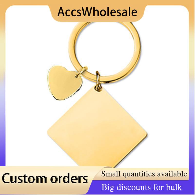Custom Keychains with Laser Engraved Text or Logo - Multicolor Square Metal Keychains