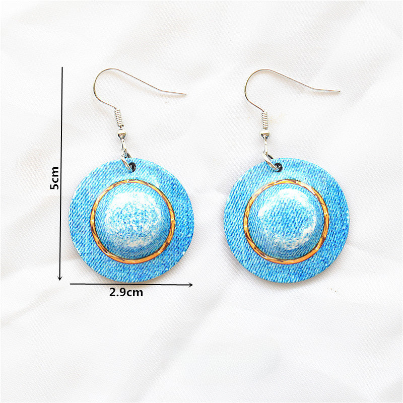 Wholesale Creative Summer Cool Vacation Acrylic Sheet Colorful Hat Earrings ACC-ES-XN030