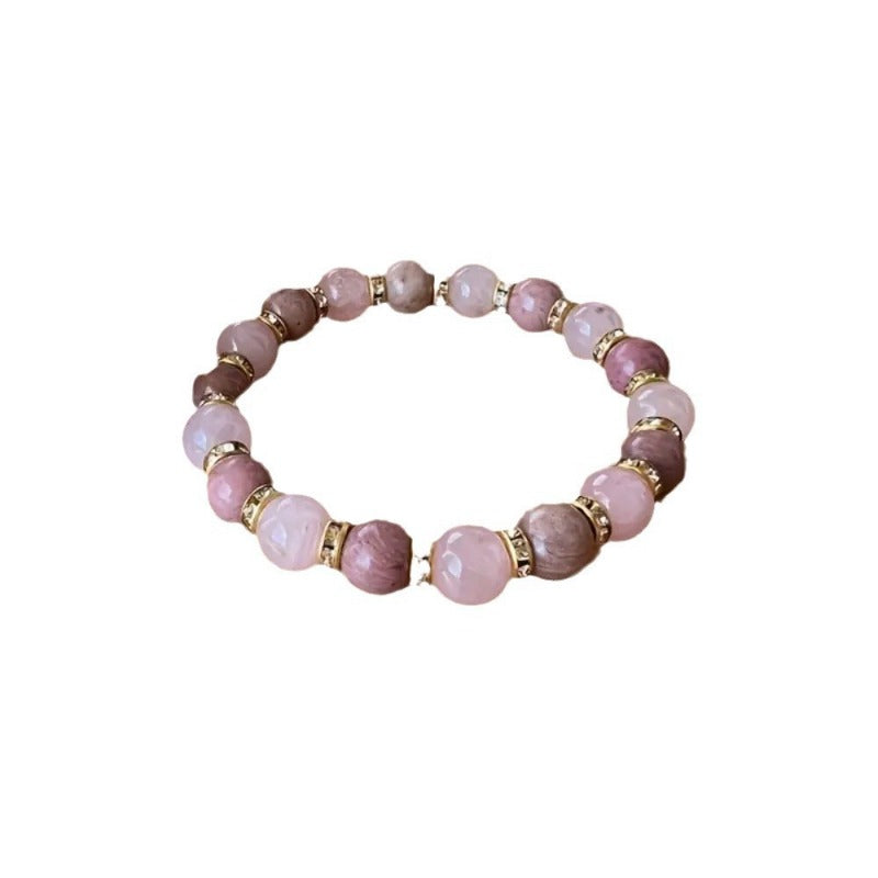 Wholesale Natural Pink Crystal Natural Red Wood Grain Bracelet ACC-BT-XiaoDu009