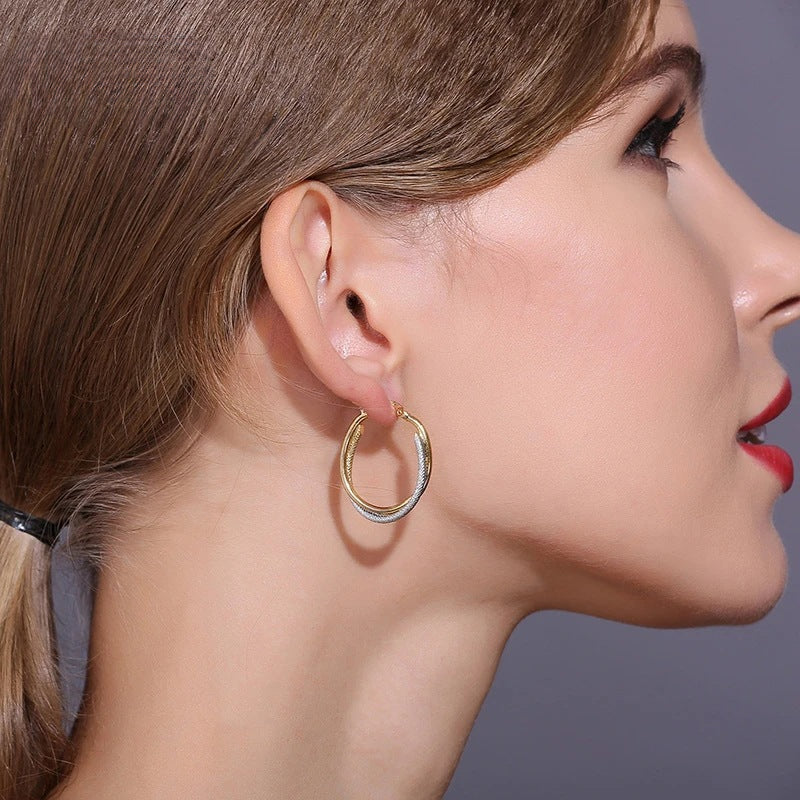 Wholesale Gold and Silver Mixed Color Oval Earrings ACC-ES-MoCai008