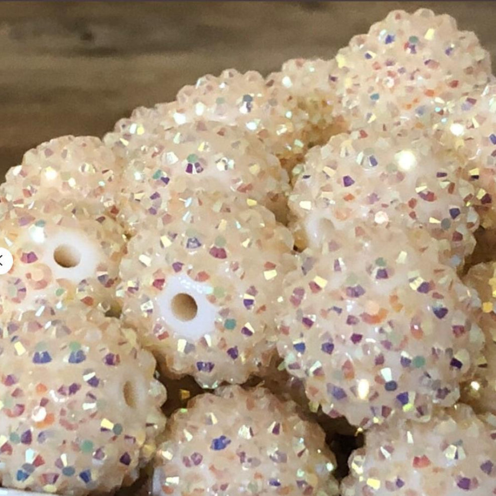 Wholesale 5pcs Beige AB Colored 16MM-22MM Resin Diamond Beads ACC-BDS-NiJia062